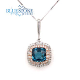 14 Karat White & Rose Gold Pendant with a 1.08 Carat Square Cushion Cu